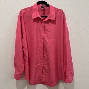 Express The Boyfriend Portofino Fuchsia  Pink  Button Up Career Blouse Size XL